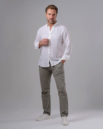 LONG SLEEVE LINEN SHIRT -WHITE - Dockland