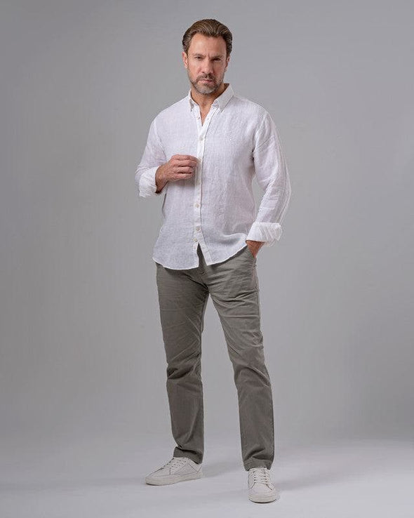 LONG SLEEVE LINEN SHIRT -WHITE - Dockland