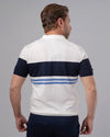 STRIPED KNIT POLO SHIRT - OFF WHITE - Dockland