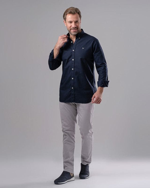 LONG SLEEVE PLAIN SHIRT - NAVY - Dockland