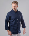 LONG SLEEVE PLAIN SHIRT - NAVY - Dockland