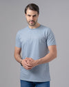 ROUND NECK TEXTURED T-SHIRT - SKY BLUE - Dockland