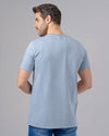 ROUND NECK TEXTURED T-SHIRT - SKY BLUE - Dockland