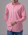 LONG SLEEVE CHECKERED SHIRT - MELON - Dockland