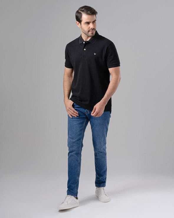 CLASSIC FIT PIQUE POLO SHIRT - BLACK - Dockland