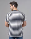 ROUND NECK STRIPED T-SHIRT - NAVY - Dockland