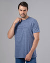 ROUND NECK EMBROIDERED T-SHIRT - INDIGO - Dockland