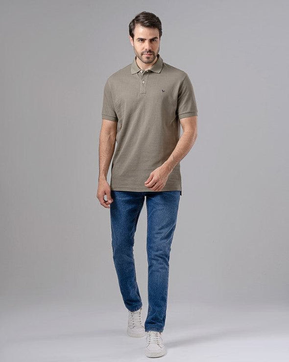 CLASSIC FIT PIQUE POLO SHIRT - KHAKI - Dockland