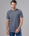ROUND NECK TEXTURED T-SHIRT - NAVY - Dockland