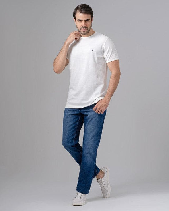 ROUND NECK PLAIN PIQUE T-SHIRT - WHITE - Dockland