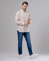 LONG SLEEVE STRIPED SHIRT - BEIGE - Dockland