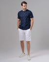 ROUND NECK PATTERNED T-SHIRT - NAVY - Dockland