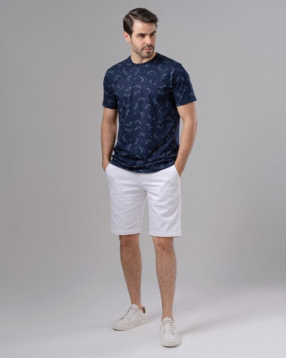 ROUND NECK PATTERNED T-SHIRT - NAVY - Dockland
