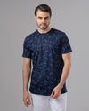 ROUND NECK PATTERNED T-SHIRT - NAVY - Dockland