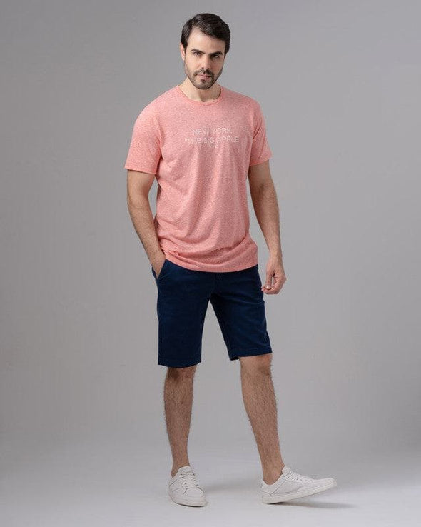 ROUND NECK EMBROIDERED T-SHIRT - SALMON - Dockland