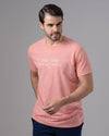 ROUND NECK EMBROIDERED T-SHIRT - SALMON - Dockland