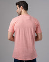ROUND NECK EMBROIDERED T-SHIRT - SALMON - Dockland