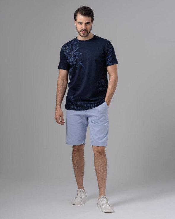 ROUND NECK PATTERNED T-SHIRT - NAVY - Dockland
