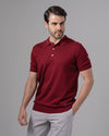 SLIM FIT KNIT POLO SHIRT - WINE - Dockland