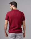 SLIM FIT KNIT POLO SHIRT - WINE - Dockland