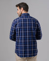LONG SLEEVE CHECKERED SHIRT - NAVY - Dockland