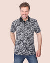 CLASSIC FIT PATTERNED POLO SHIRT - BLACK - Dockland