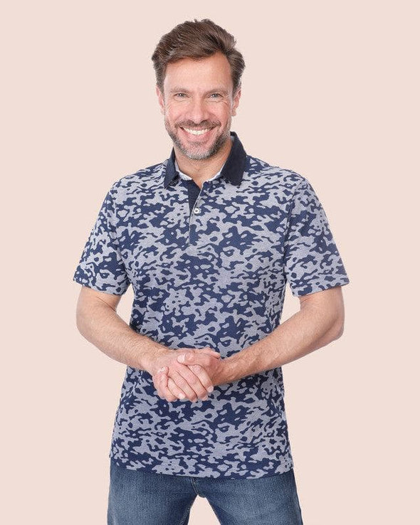 CLASSIC FIT PATTERNED POLO SHIRT - NAVY - Dockland