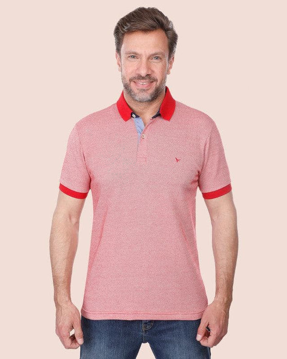 CLASSIC FIT TEXTURED POLO SHIRT - RED - Dockland