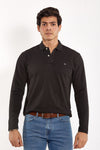 Plain Long-Sleeve Polo Shirt - BLACK - Dockland