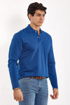 Plain Long-Sleeve Polo Shirt - BLUE FONSE - Dockland