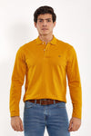 Plain Long-Sleeve Polo Shirt - MUSTARD - Dockland