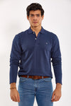 Plain Long-Sleeve Polo Shirt - NAVY - Dockland