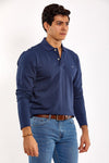 Plain Long-Sleeve Polo Shirt - NAVY - Dockland